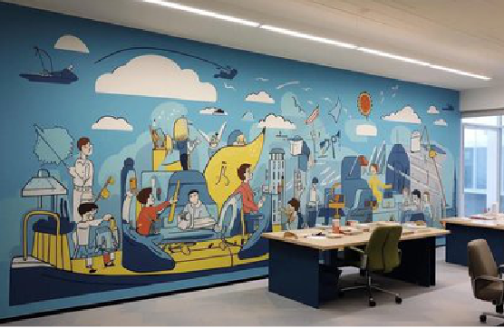 方城办公室墙绘的特点。
