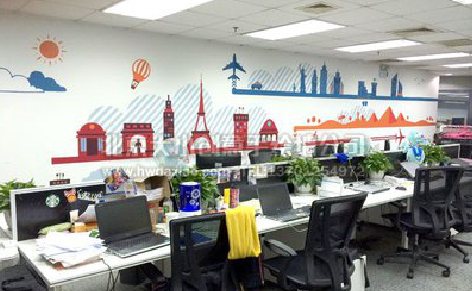 方城教你设计办公室墙绘的方法。